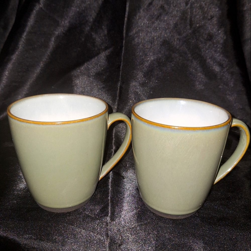 Discontinued Set of 2 Sango Concepts Coffee Mugs~Avacodo Stoneware Tea Cups
